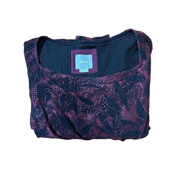 Anthropologie Maeve Elorn Lace Dress Black Burgundy Fitted Ruched Sz 6 - Picture 10 of 11